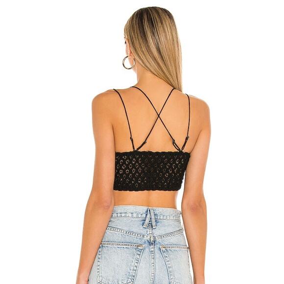 FREE PEOPLE Adella Bra Womens Small Black Lace Strappy Criss Cross Bralette Tri - Picture 2 of 13